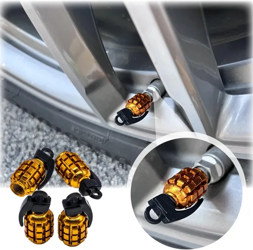 Miniatura 6 de 8 tapas de vástago de válvula de neumático, tapas de válvula de neumático de acero inoxidable para automóviles, camiones, SUV, motocicletas, Dorado