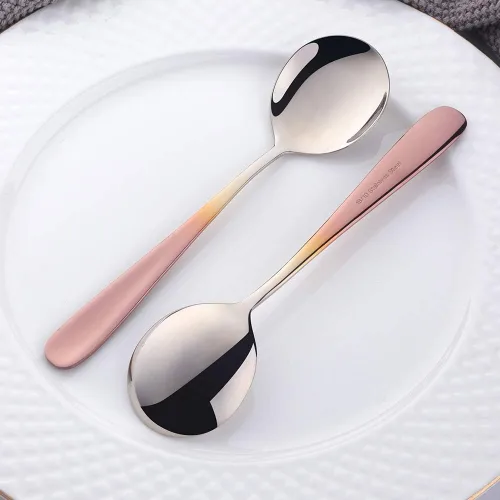 Miniatura 4 de Buyer Star Juego de cucharas de caldo, cucharas de sopa redondas de 7 pulgadas, cucharas de cena de mesa con acabado de acero inoxidable