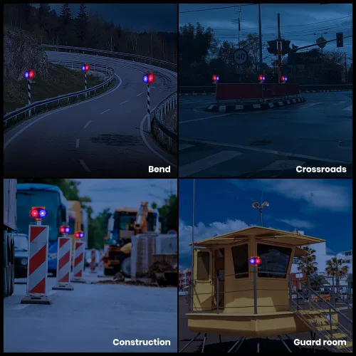 Miniatura 3 de Luz solar estroboscópica de advertencia, 3 modos de funcionamiento, luces de tráfico intermitentes rojas y azules de doble cara, inalámbricas