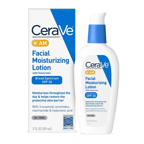 Miniatura 12 de CeraVe AM Loción hidratante facial con SPF 30, hidratante facial sin aceite con SPF, formulado con ácido hialurónico, niacinamida y ceramidas,
