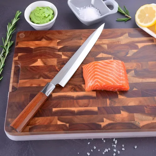 Miniatura 4 de Rondauno Cuchillo Sashimi Yanagiba - Cuchillo de sushi japonés de acero inoxidable de alto carbono de 10 pulgadas para cortar y filetear peces
