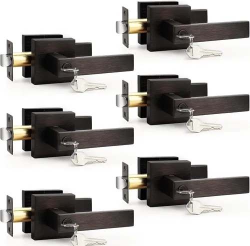 Miniatura 8 de Probrico Paquete de 4 manijas de puerta simuladas en negro mate, manijas interiores que no giran, manijas reversibles resistentes para interiores