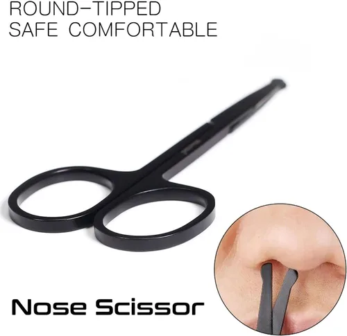 Miniatura 3 de BlueZOO Kit de tijeras y peine para bigote de barba con bolsa de almacenamiento de poliuretano, tijeras de seguridad redondeadas para el pelo