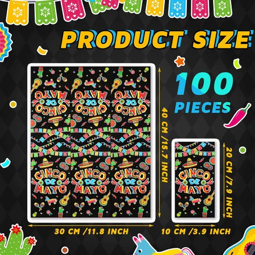 Miniatura 2 de 100 servilletas del Cinco de Mayo, servilletas de papel decorativas mexicanas de 3 capas desechables para baño, toalla de mano para invitados