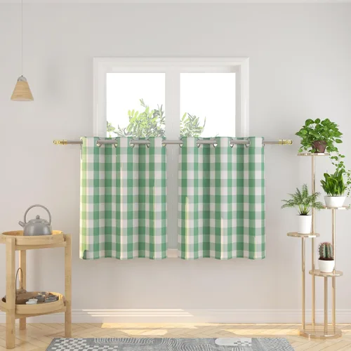 Miniatura 9 de Cortinas de 24 pulgadas de largo con diseño Buffalo Check Gingham Plaid para ventanas de cocina y baño, tratamiento para ventanas con 2 paneles