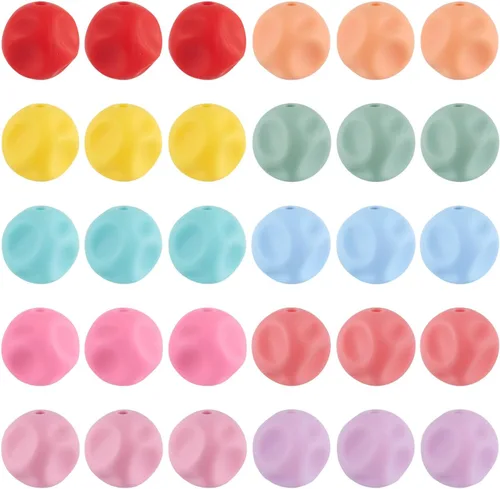 Miniatura 22 de Craftdady 20 cuentas de números de silicona de 0.531 in, números blancos y negros, 0-9, cuentas focales redondas para bolígrafos, manualidades