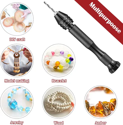 Miniatura 5 de Vinsot 95 brocas de micro mano, tornillo de banco de 1 pin y 94 piezas de micro torsión y PCB mini brocas para bricolaje, joyería de madera, cuentas