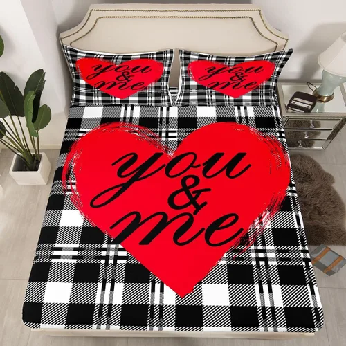 Miniatura 12 de Sábana bajera ajustable King Crown vintage negro y gris, sábanas románticas para el día de San Valentín, tamaño individual para mujeres, regalos