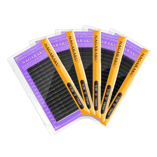 Miniatura 131 de NAGARAKU Extensiones de pestañas, pestañas individuales, 0.05mm, rizo D, 15mm, clásico, negro mate, suave, natural, profesional, 16 filas, 0.05-D