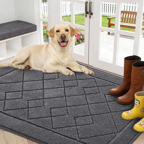 Miniatura 10 de REFETONE Dirt Trapper Tapete para Puerta de 20" x 32", Tapete Lavable para Interiores con Respaldo de Goma Antideslizante, Resistente a la Suciedad