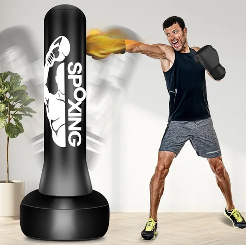 Miniatura 9 de Freestanding Punching Bags for Adults Teens - 70" Heavy Bag with Stand Men Standing Boxing Inflatable Kickboxing Training MMA Muay Thai Fitness