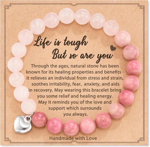 Miniatura 48 de HGDEER Regalos Get Well Soon, pulsera de amatista de piedra natural para mujeres y hombres
