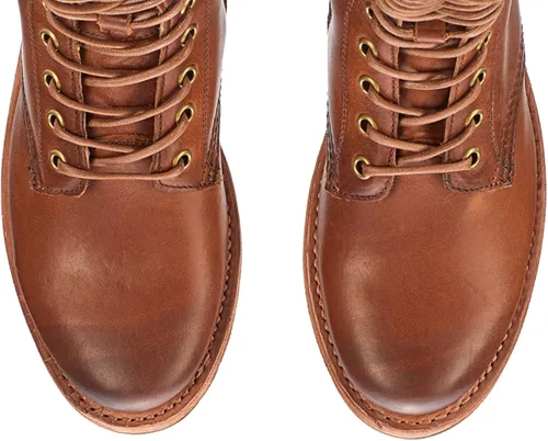 Miniatura 5 de Frye Veronica Botas de combate altas de 15 pulgadas para mujer hechas de cuero de grano completo con construcción Goodyear Welt, cordones de tela