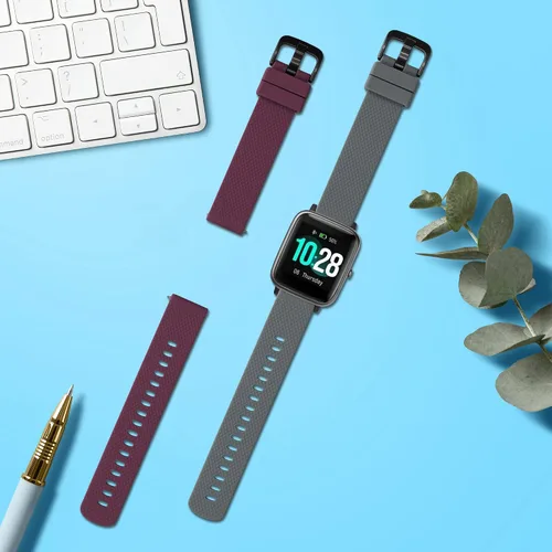 Miniatura 2 de kwmobile Correas compatibles con Willful Fitnesstracker/Smartwatch Straps – 2 correas de silicona de repuesto – Negro/Rosa polvoriento