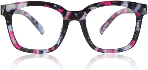 Miniatura 11 de JiSoo Anteojos de lectura cuadrados de gran tamaño para mujer 1.0, diseño grueso y elegante 1.0 para mujer con bisagra de resorte, cuarzo azul 1.0