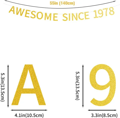 Miniatura 2 de Impresionante cartel pre-encordado con texto en inglés «Happy 48th Birthday» dorado con purpurina de 48, cuarenta y ocho años, decoración de fiesta