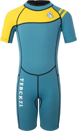 Traje de neopreno con cremallera para niños y niñas, para mantener el calor en agua fría, buceo, surf, natación Azul