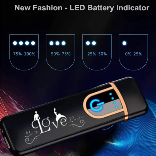 Miniatura 7 de Encendedor electrónico recargable por USB, mini pantalla táctil creativa, pantalla LED, resistente al viento, sin llama con cable de carga, silencio