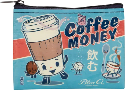 Miniatura 5 de Blue Q Monedero, hecho de 95% plástico reciclado. Práctica pequeña bolsa con cremallera para guardar monedas, tarjetas de regalo, auriculares, más.
