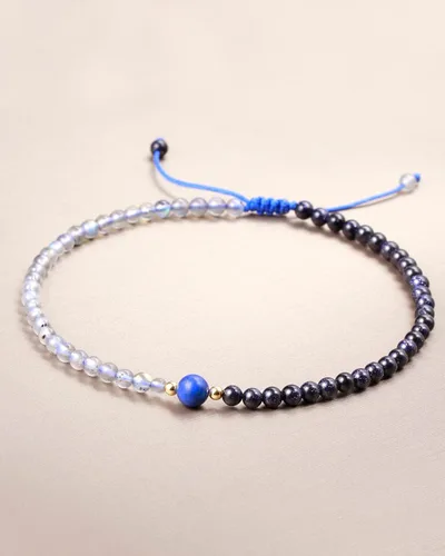 Miniatura 4 de Jewever Pulsera tobillera de piedra lunar con piedra arenisca azul para mujer, cristales curativos de energía, pulsera para mujer, gema de yoga