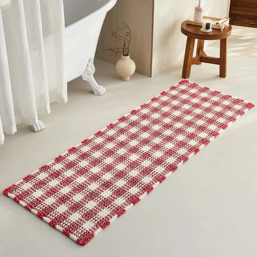 Miniatura 91 de TYUU Tapete de baño estilo gofre, tapete de baño bohemio, antideslizante, lavable, súper absorbente, de secado rápido, bonito tapete de baño