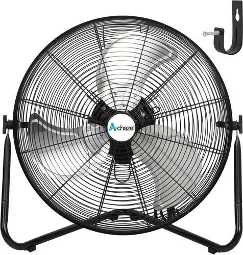 Miniatura 9 de ACHAZEL Ventilador de piso de alta velocidad de 12 pulgadas, ventilador de metal resistente de 3 velocidades con inclinación de 180°, comercial