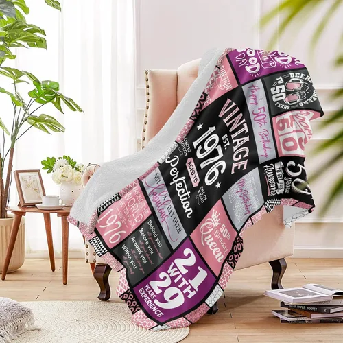 Miniatura 4 de Regalos de cumpleaños 50 para ella, regalos de cumpleaños 50 para mujer, manta de 60 x 50 pulgadas, regalo de 50 años para mujer, regalos para mujer