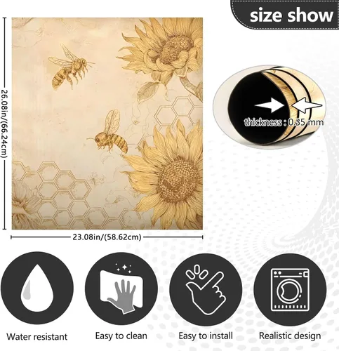 Miniatura 6 de ALAZA Imán grande retro de abeja de girasol para lavavajillas, cubierta magnética de 23 x 26 pulgadas, adhesivo para nevera, decoración de cocina