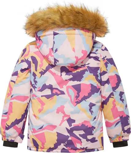 Miniatura 2 de FARVALUE Chaqueta de esquí impermeable para niñas, abrigo de invierno resistente al viento, abrigo de forro polar cálido para nieve, impermeables