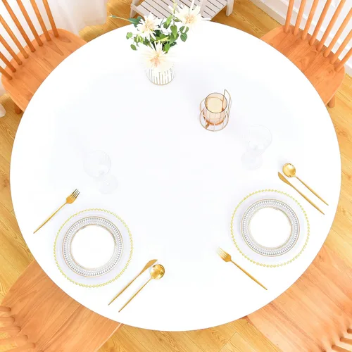 Miniatura 8 de Mantel ajustable con bordes elásticos para mesas redondas, funda elástica de elastano de 48 pulgadas para mesa en casa, comedor, picnic, fiesta