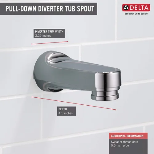 Miniatura 2 de Llave Delta RP17453PB con desviador extraíble, boquilla de tina de latón pulido