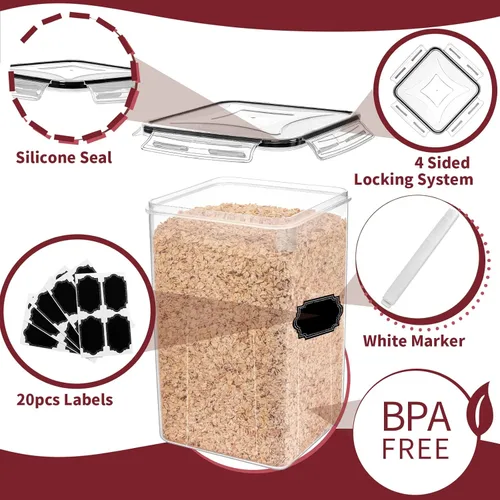 Miniatura 8 de PRAKI Contenedores herméticos grandes para almacenamiento de alimentos con tapas, 10 recipientes de plástico para almacenamiento de cereales