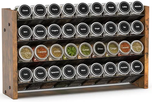 Miniatura 13 de NESAPTO Organizador de especias para gabinete, organizador de condimentos vertical de madera de 4 niveles, montaje en pared o estante de especias