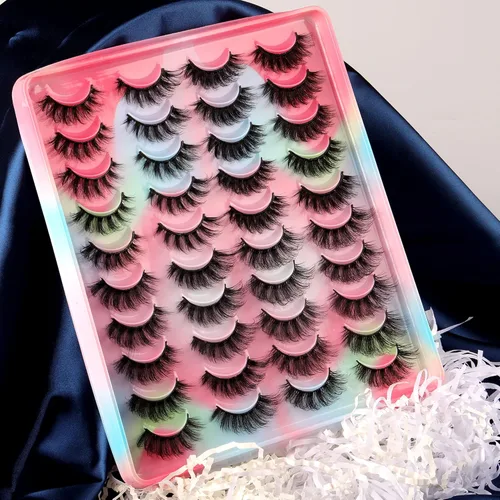 Miniatura 7 de 20 pares de pestañas postizas naturales esponjosas de ojo de gato, pestañas postizas de 4 estilos mixtos gruesos y finos, pestañas de visón