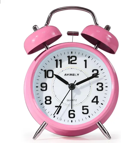 Miniatura 11 de AYRELY Reloj despertador súper ruidoso para adultos que duermen pesadamente, doble campana, retro, de 4 pulgadas, silencioso, sin tictac, cuarzo