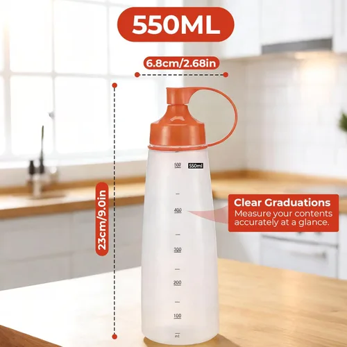 Miniatura 2 de Botellas exprimibles de boca ancha, paquete de 2 botellas de condimentos exprimibles sin BPA para salsas gruesas, resina, manualidades, botellas
