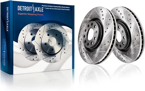 Detroit Axle - Rotores de freno perforados y ranurados delanteros de 11.34" (288mm) para modelos Audi VW - Verificar tabla de ajuste