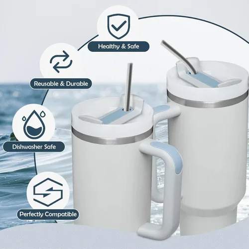 Miniatura 3 de para Stanley Quencher Vaso de 40 onzas 6x Pajillas de Acero Inoxidable Metálico, Pajillas de Reemplazo Extra Largas/Altas de 12 Pulgadas para Taza