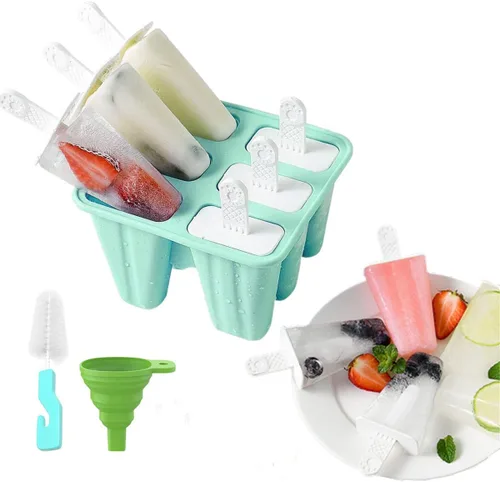 Moldes para paletas de hielo, 6 piezas de silicona de grado alimenticio, sin BPA, reutilizable, fácil liberación, máquina de paletas de hielo con