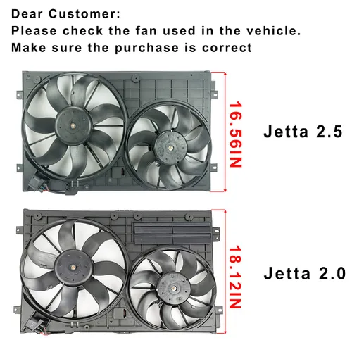 Miniatura 2 de VW102 Reemplazo de ventilador de refrigeración de doble radiador y condensador para Volkswagen Jetta 2.0L VW Tiguan para Audi A3 TT