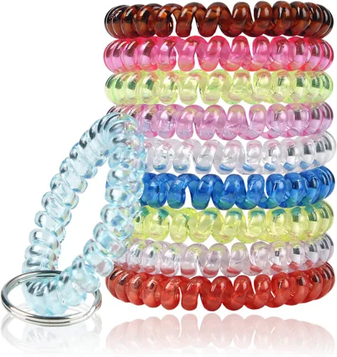 Miniatura 9 de BIHRTC Llavero elástico flexible de la pulsera de la primavera de la bobina espiral de la transparencia, al azar