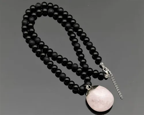 Miniatura 16 de Colgante de turmalina cruda natural, Collar de cuentas de ónix negro genuino, Collar de piedra negra, Collar de piedras preciosas, Cuentas de 0.315