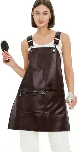Miniatura 11 de Delantal para estilista de cabello MIKI WELL para salón, barbero, atrezzo cruzado, delantal impermeable de trabajo con 3 bolsillos