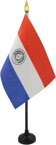 Miniatura 36 de Venezuela Old 7 estrellas con brazos Bandera de mesa 4'' x 6'' - Antigua bandera venezolana de escritorio 5.9 x 3.9 in - tapa de lanza dorada - AZ