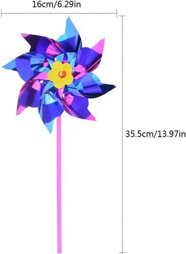 Miniatura 2 de 50 molinetes de plástico de arcoíris, molino de viento, molinillos de fiesta, juego de molinetes de bricolaje para decoración de juguetes, jardín