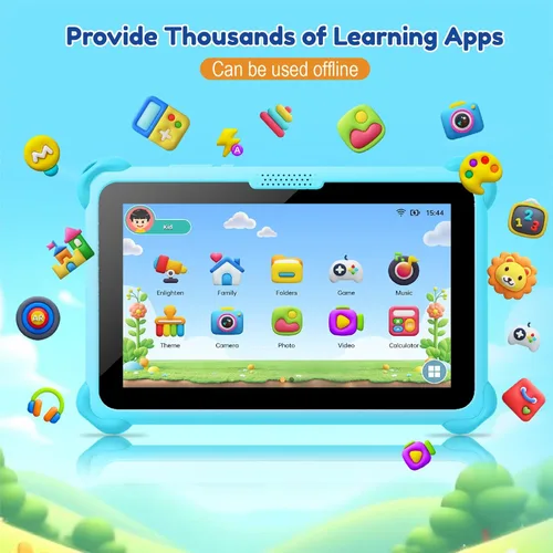 Miniatura 2 de Trayoo Tableta infantil de 7 pulgadas para niños de 3 a 12 años, tableta Android de 32 GB para niños pequeños con funda sólida, YouTube, Netflix