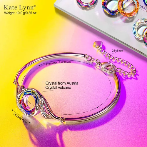 Miniatura 2 de Kate Lynn "Rise From the Ashes" Phoenix Bracelet Made with Crystals from Austria, Adjustable Bangle Bracelet for Women 7"+2", Packaged with Jewelry