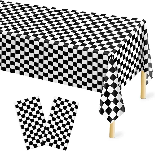 Miniatura 27 de Mulbozy 2 piezas de mantel de plástico negro para mesa rectangular, 54 × 108 pulgadas, fundas desechables de mesa para fiestas negras