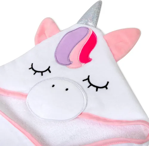 Miniatura 4 de Juego de toallas y paños con capucha de animales para recién nacidos, bebés, niños pequeños y niñas de 3 a 24 meses (unicornio brillante único)