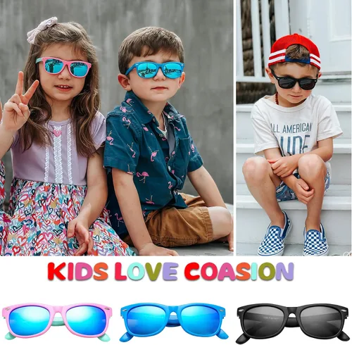 Miniatura 33 de Lentes de sol polarizados de goma elastómero termoplástico (TPEE) flexible, para niñas y niños de 3 a 9 años